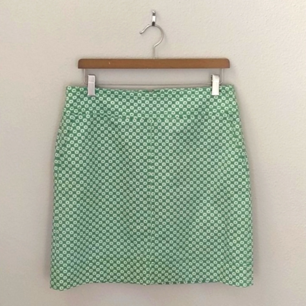 Talbots Green/White Nautical Zip Back Mini Skirt